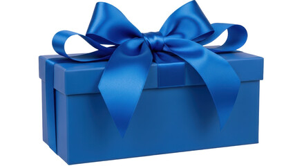 Isolated Blue Gift Box with Ribbon