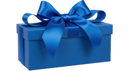 Isolated Blue Gift Box with Ribbon