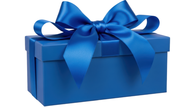 Isolated Blue Gift Box with Ribbon
