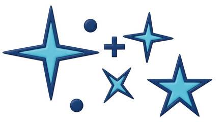 Obraz premium Isolated Blue Stars and Symbols