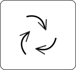 Minimalistic vector icon representing a recycling loop or refresh action, centered around the green letter 