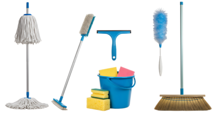 Essential Cleaning Tools Set: Mop, Broom, Sponges, and Bucket for Home Cleaning