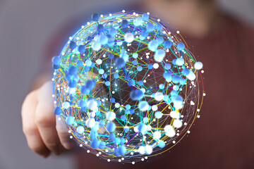 Abstract image of a digital network sphere, representing global connections and data flow.