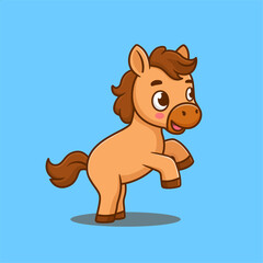 Fototapeta premium Cute horse standing cartoon vector icon illustration animal nature icon isolated flat vector