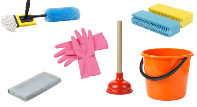 Cleaning Supplies Set with Brush, Mop, Cloth, Gloves, and Bucket for Home and Office Cleaning