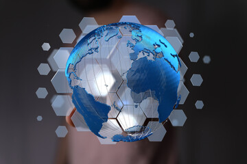 Digital world, global network, technology, connection, internet, business, communication, data,...