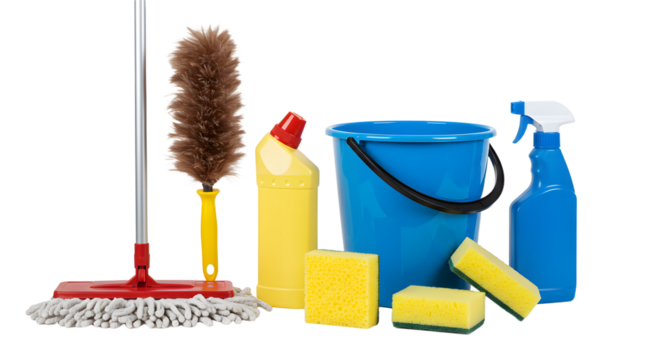 Cleaning Supplies with Mop, Spray Bottle, and Sponges for Household Cleaning
