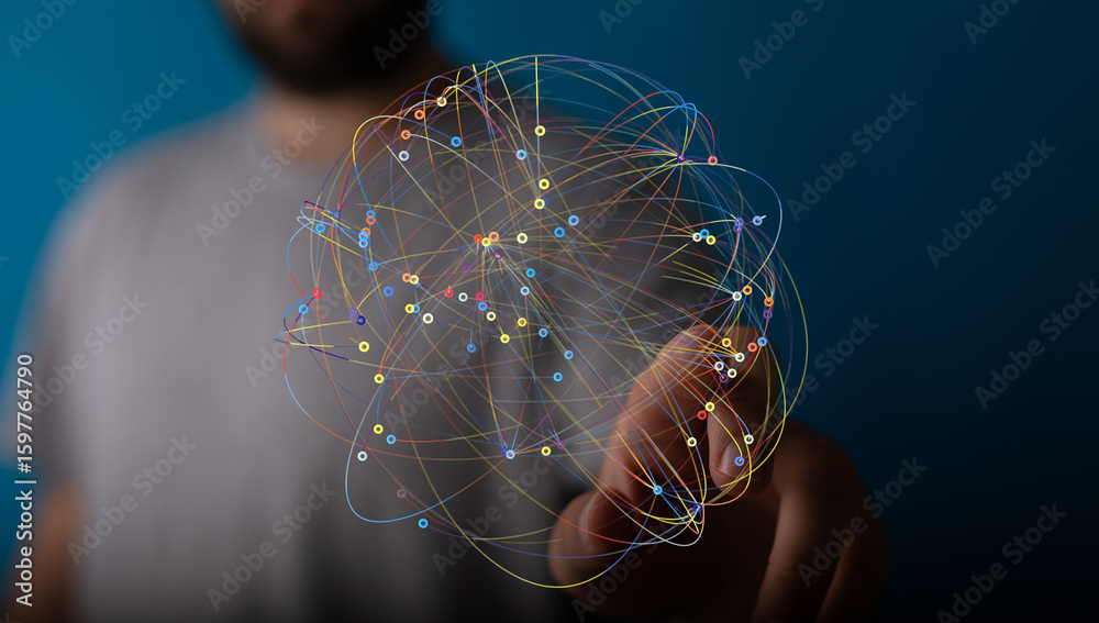 Poster abstract image of a network connection, representing global communication and data flow.