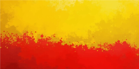 Grunge red and yellow paint textured vintage background with fire orange watercolor pattern and old paper design