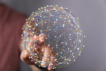 Abstract image depicting interconnectedness and global communication. Ideal for technology, networking, and connection themes.