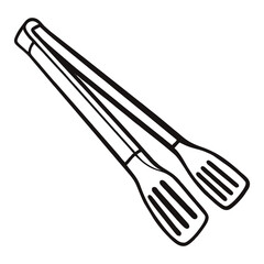 silhouette image of food tongs with transparent background