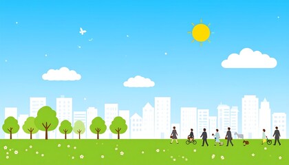 City park scene with people