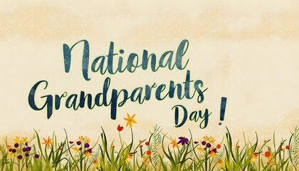 Celebrating National Grandparents Day with colorful flowers and heartfelt messages in a cheerful atmosphere Generative AI