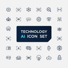 Ai Technology Line Icon Set