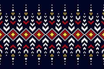 Fabric Pixel Art Seamless Geometric Pattern