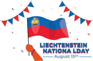 Obraz premium A vibrant illustration celebrating Liechtenstein's National Day on August 15th, featuring the flag and festive decorations.