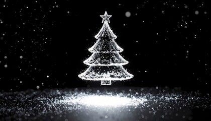 A sparkling Christmas tree, adorned with a shining star, glistens against a serene snowy backdrop. It captures the magic and wonder of the festive season, evoking feelings of joy and anticipation