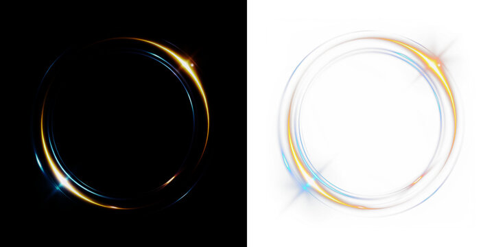 Circle, orange, magic, light, flare — sparkling orange ring with dynamic swirl and particles. Elegant PNG for overlays and light effects. Transparent PNG Overlay for festive or futuristic design.