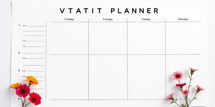 Modern minimalist weekly planner template with to-do list sections, clean design,  planning,  flat - Powered by Adobe