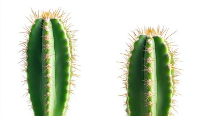 Isolated green cactus in a terracotta pot with no background, clean and sharp edges, perfect for design cutouts