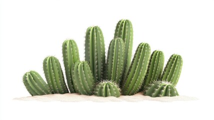 Isolated green cactus in a terracotta pot with no background, clean and sharp edges, perfect for design cutouts