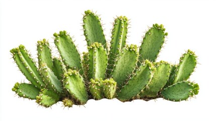 Isolated green cactus in a terracotta pot with no background, clean and sharp edges, perfect for design cutouts