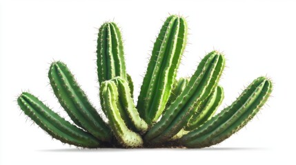 Isolated green cactus in a terracotta pot with no background, clean and sharp edges, perfect for design cutouts