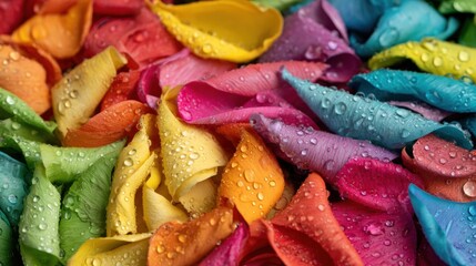 Colorful rose petals with water droplets