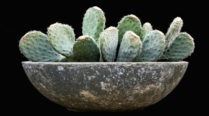 Isolated green cactus in a terracotta pot with no background, clean and sharp edges, perfect for design cutouts