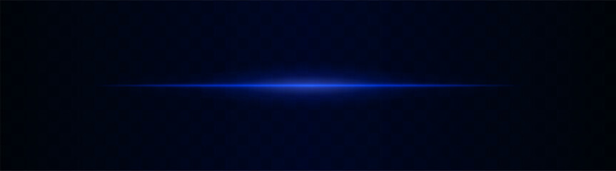 Flash line. Thin horizontal light flare with blurred glow and soft diffusion. Minimal composition on transparent background with high contrast and sleek symmetry.