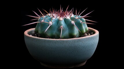 Isolated green cactus in a terracotta pot with no background, clean and sharp edges, perfect for design cutouts