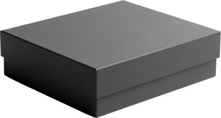 A closed gray rectangular box with subtle texture isolated on black closed box transparent background
