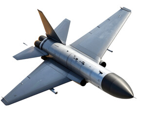 Angled Top-Down View of Missile Soaring Through Sky, Heat Distortion Effect, Isolated PNG