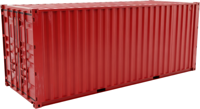 Red Shipping Container With Corrugated Metal Texture Showing Doors And Latch Details On A Transparent Background Transparent Background