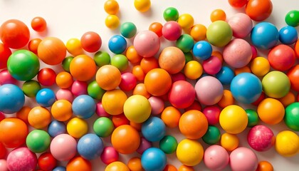 Fototapeta premium Vibrant, playful cluster of colorful balls on white background, background, glossy