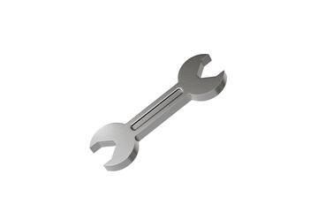 3d Wrench tool equipment icon. Realistic metallic mechanic tool concept. Building tools spanner wrench isolated on white transparent background. Minimal cartoon cute smooth. Spanner tool. 3d render.