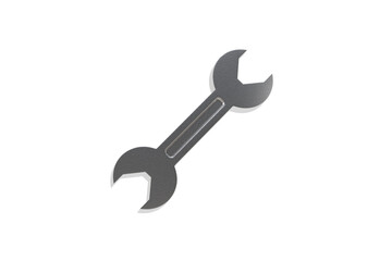3d Wrench tool equipment icon. Realistic metallic mechanic tool concept. Building tools spanner wrench isolated on white transparent background. Minimal cartoon cute smooth. Spanner tool. 3d render.
