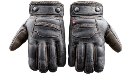 Motorcycle Gloves: rugged pair of motorcycle gloves. Crafted from supple leather and designed for both protection and comfort, ideal for motorcycle adventures.