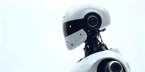 futuristic robot head side view closeup 