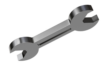 3d Wrench tool equipment icon. Realistic metallic mechanic tool concept. Building tools spanner wrench isolated on white transparent background. Minimal cartoon cute smooth. Spanner tool. 3d render.