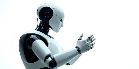 humanoid robot isolated on white background