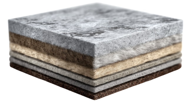 Cross-section of Stone Layers: A detailed cross-section showcases the layered composition of different types of stone. This image reveals the beauty of natural materials.