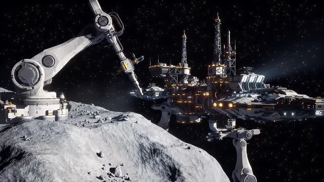Robotic arms operating on the surface of a moon base