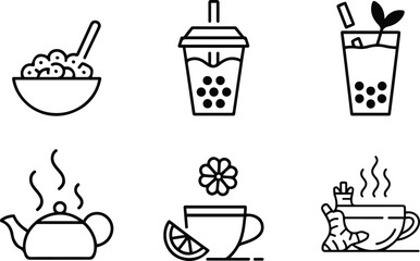 Tea and Beverage Line Icons. Tea and Beverage Line Icons vector.