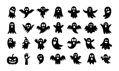 Obraz premium Collection of halloween themed ghosts and pumpkin