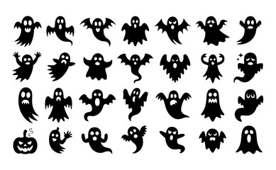 Obraz premium Collection of various halloween ghost silhouettes