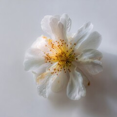 Obraz premium Delicate White Flower With Water Droplets