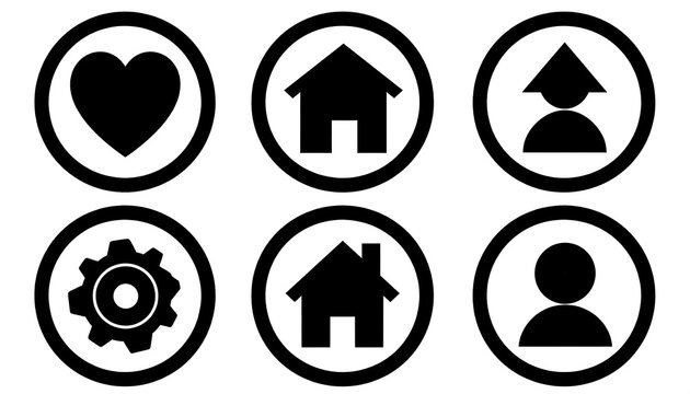 Black icons in circles