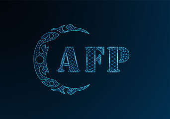 Low poly letter logo AFP design. AFP letter logo low poly vector design on blue color gradient background. AFP logo low poly design