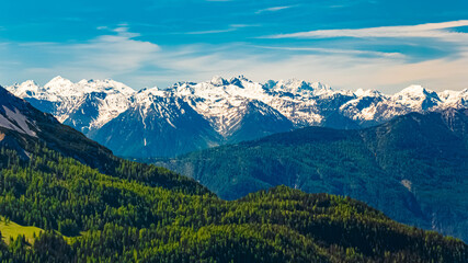 Obraz premium Alpine summer view at Mount Grubigstein,Lermoos, Reutte, Tyrol, Austria